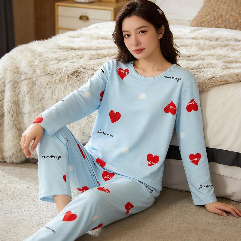 Vitality cute cartoon pineapple giraffe pajamas women's spring and autumn long-sleeved trousers age-reducing casual loungewear two-piece set