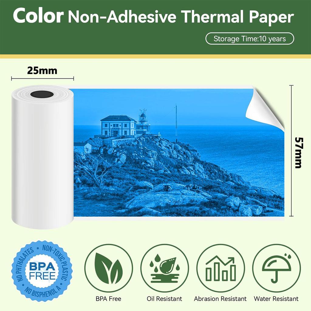 Fargeutskrift Termisk Skriver- Print Pods Mini Skriver, Termisk Utskriftsmaskin Fotomaker med Ruller Fargepapir, for Memo, Bilder