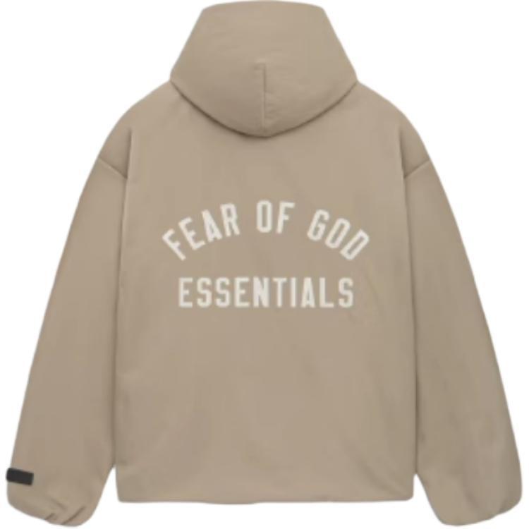 Fear of God Essentials SS25 Nylon Hooded Coach Jacket 'Dessert Sand' Men's 202HO246377F