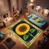 Customizable sunflower pattern non-slip rug, soft flannel, washable, non-slip backing, suitable for living rooms, bedrooms, bath