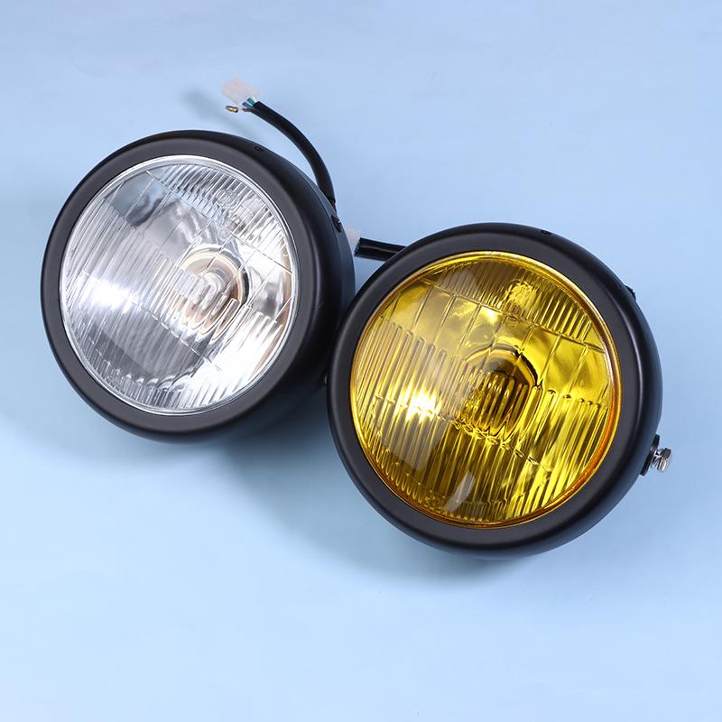CG125 Retro Style Round Motorcycle GN125 Headlight Motorcycle Driving Light Round Front Headlamp Mount 12V Motorbike Universal