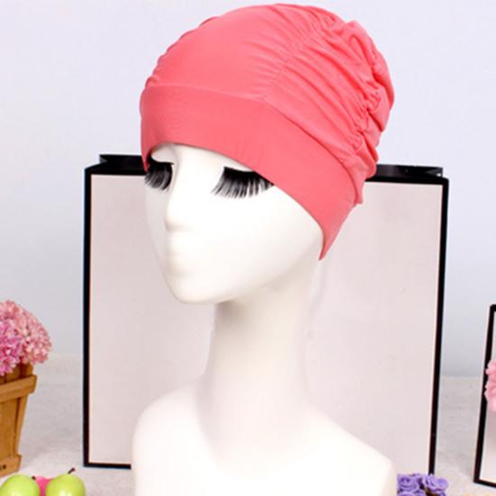 Women Cloth Swimming Cap, Breathable Ruffle Solid Color Swim Pool Cap for Adults, Short Long Thick Hair Ear Protection Bathing Hat