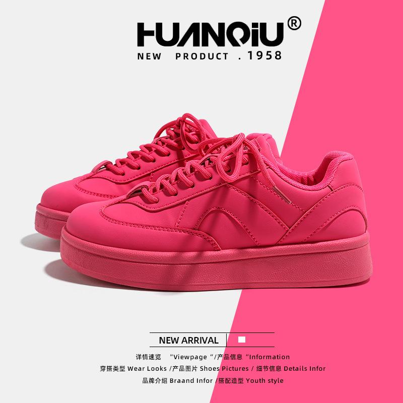 Global Dragon Fruit Color Women's Shoes German Training Shoes Women's 2025 Spring Versatile Platform Casual Board Shoes KMXFX8019