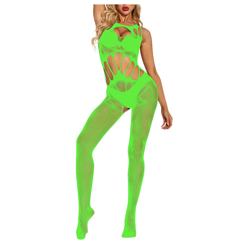 Women Lace Hollow Out Fishnet Bodystocking Full Body Mesh Lingerie One Piece Stretchy Fit Hosiery