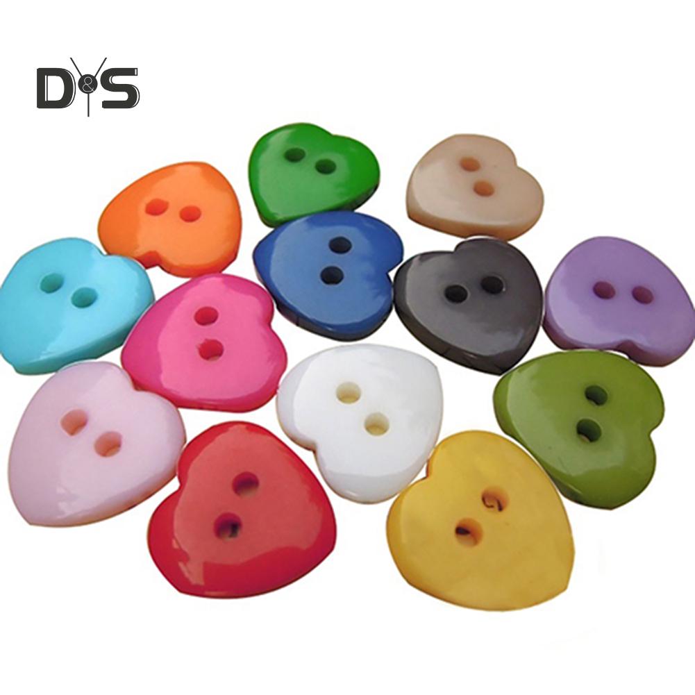 AKOAK 100 Pcs 2 Hole White Heart Button Resin Button Suitable For Hand-Sewn Decorative Accessories Scrapbook Peach Heart Blend