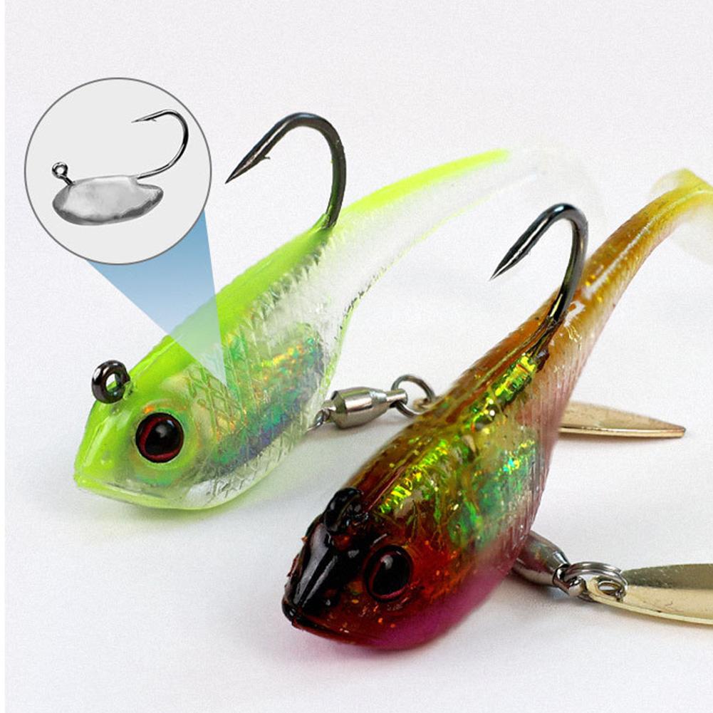 6pcs Spin Spoon Sequins Artificial Baits Jig Head Wobblers Swimbait T Tail Soft Baits for Trout Bass Shad