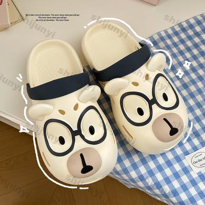 Zapatillas de Baño de Moda para Mujer para Interiores Oso de Dibujos Animados Lindo Chanclas de Verano para Hombre Suave EVA Antideslizante Parejas Hogar Chanclas de Playa con Suela Gruesa