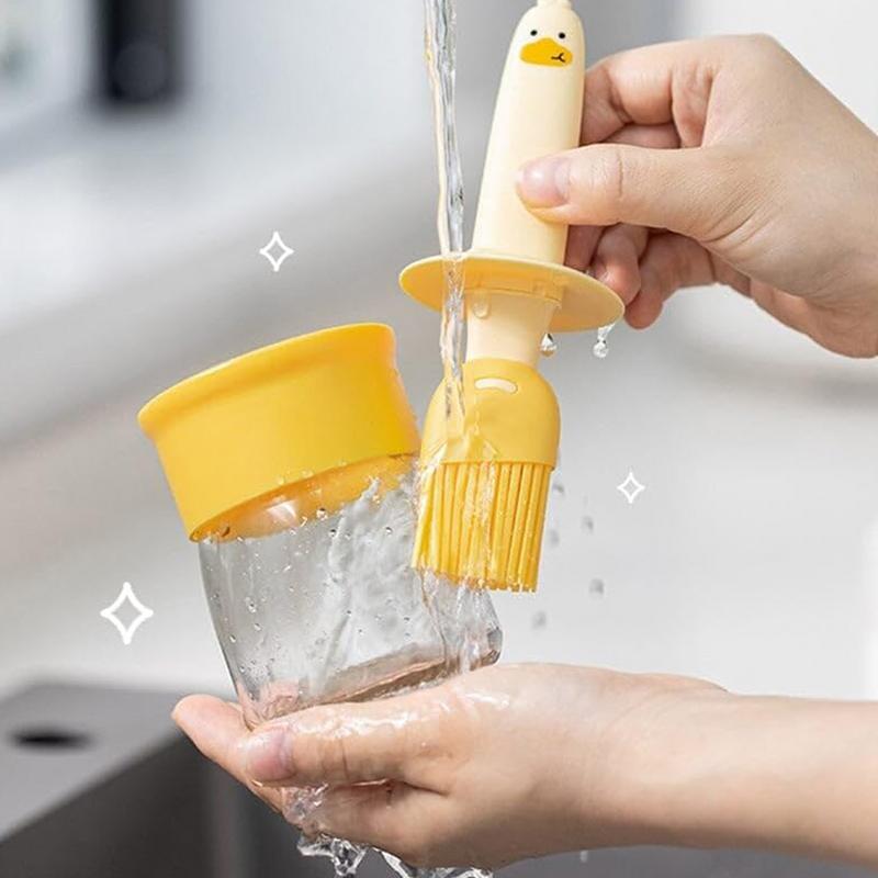 

Oil Dispenser For Kitchen 200 Ml Cute Duck Oil Brush Oil Dispenser Portable Kitchen Oil Holder Basting Brush For Grilling Baking жёлтый