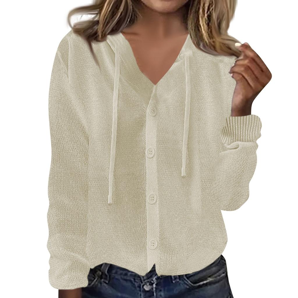 Damenmode Strick Cardigan Top Locker Langarm Sonnenschutz Kapuzenjacke
