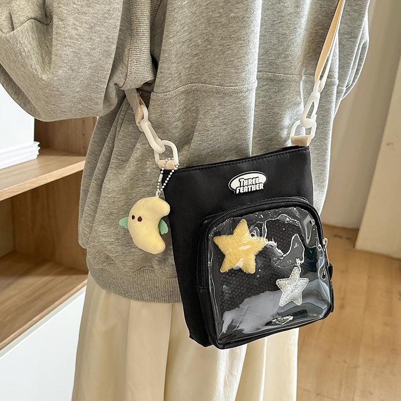 Mori Ins Exquisite Five-pointed Star Transparent Women's Pain Bag Mobile Phone Change Bag 25 New Literary One-shoulder Messenger Bag
