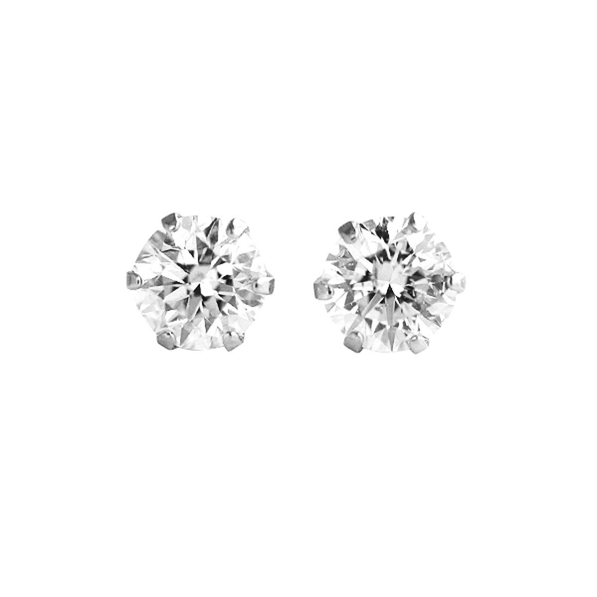 

Jewelry PT900 Diamond Earrings G Color SI2 Class Good Cut GGSJ Sorting of Included for Both Ears Platinum 6 Claws [Diamond World] Women s 0.50ct
