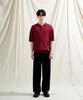 JEMUT Epic Like Linen Short Sleeve Collared Knit Deep Red Sokn2562