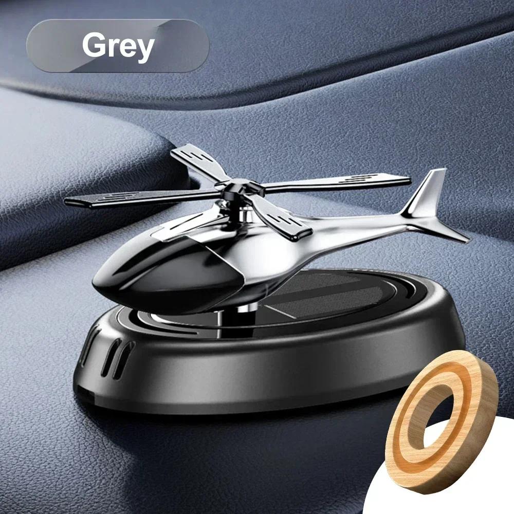 Car Air Freshener Solar Helicopter Decoration Alloy Propeller Rotating Auto Flavoring Perfume Diffuser Interior Accessories