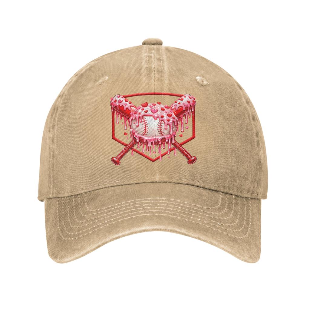Valentines Day Baseball Boys Ice Cream Drip Heart Washed Baseball Cap Street Style Hunting Camping Baseball Caps
