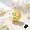 Customized Name Date Round Brand Necklace Stainless Steel Personalized New Mom Dad Commemorative Small Coin Necklace Gift