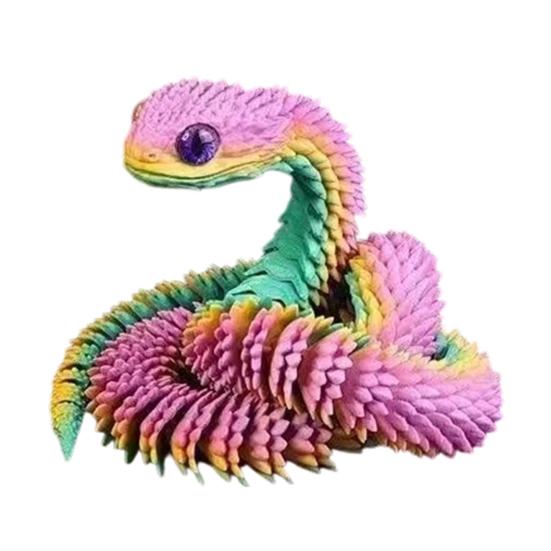 Movable Joints Snake Figurine 3D Printed Articulated Toy, Flexible Jointed Statue Figurine, Realistic Fidget Toy for Desk Decor
