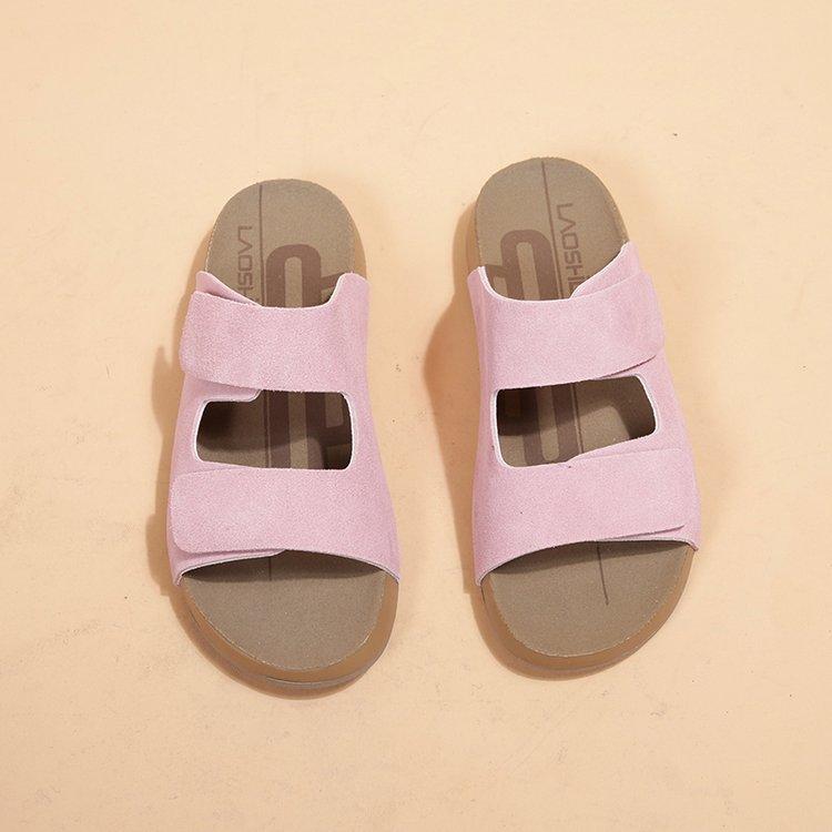 Cowhide Version~ Zhao Zhaoyi's Same Toast Drag Girl 2025 Summer New Thick-bottomed Boken Cool Slippers To Wear Outside