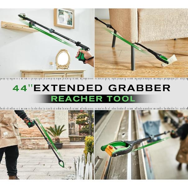 44"Grabber Tool and 32"Long Handled Shoe Horn, 3pack Grabber Reacher Tool Set with 360 Rotating Head,Extra Long for Easy Pickup - Trash Grabber