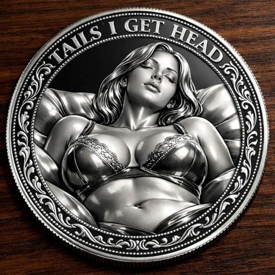 Heads I Get Tail/Tails I Get Funny Head And Head Commemorative Coin Challenge Coin Tail Double-Sided Cheeky Lucky