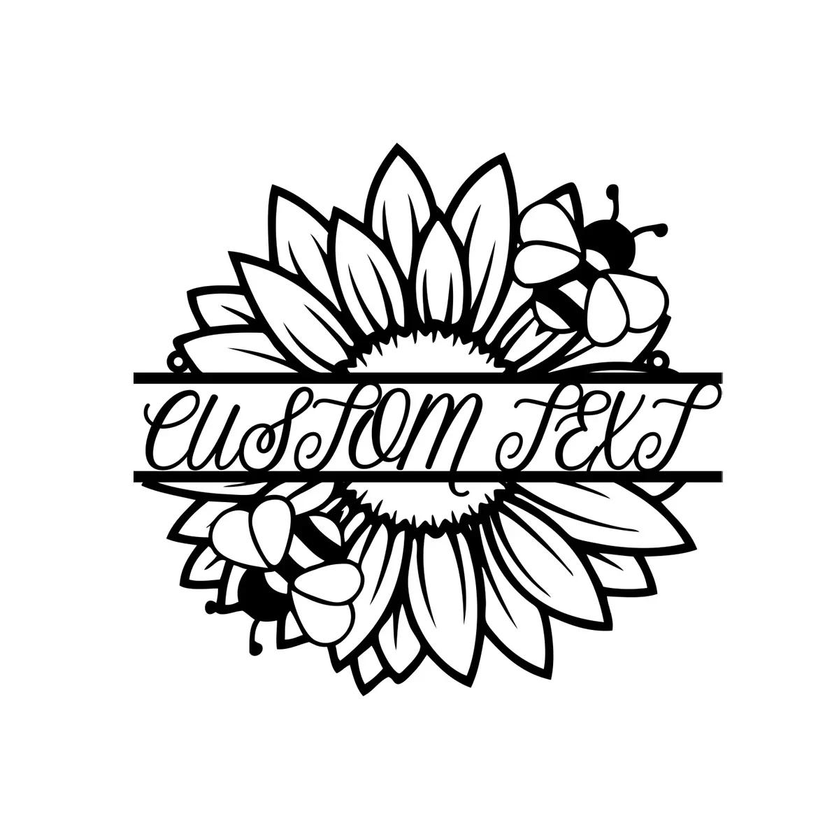 

Custom Sunflower Metal Sign Personalized Door Hanger Welcome Garden Decor