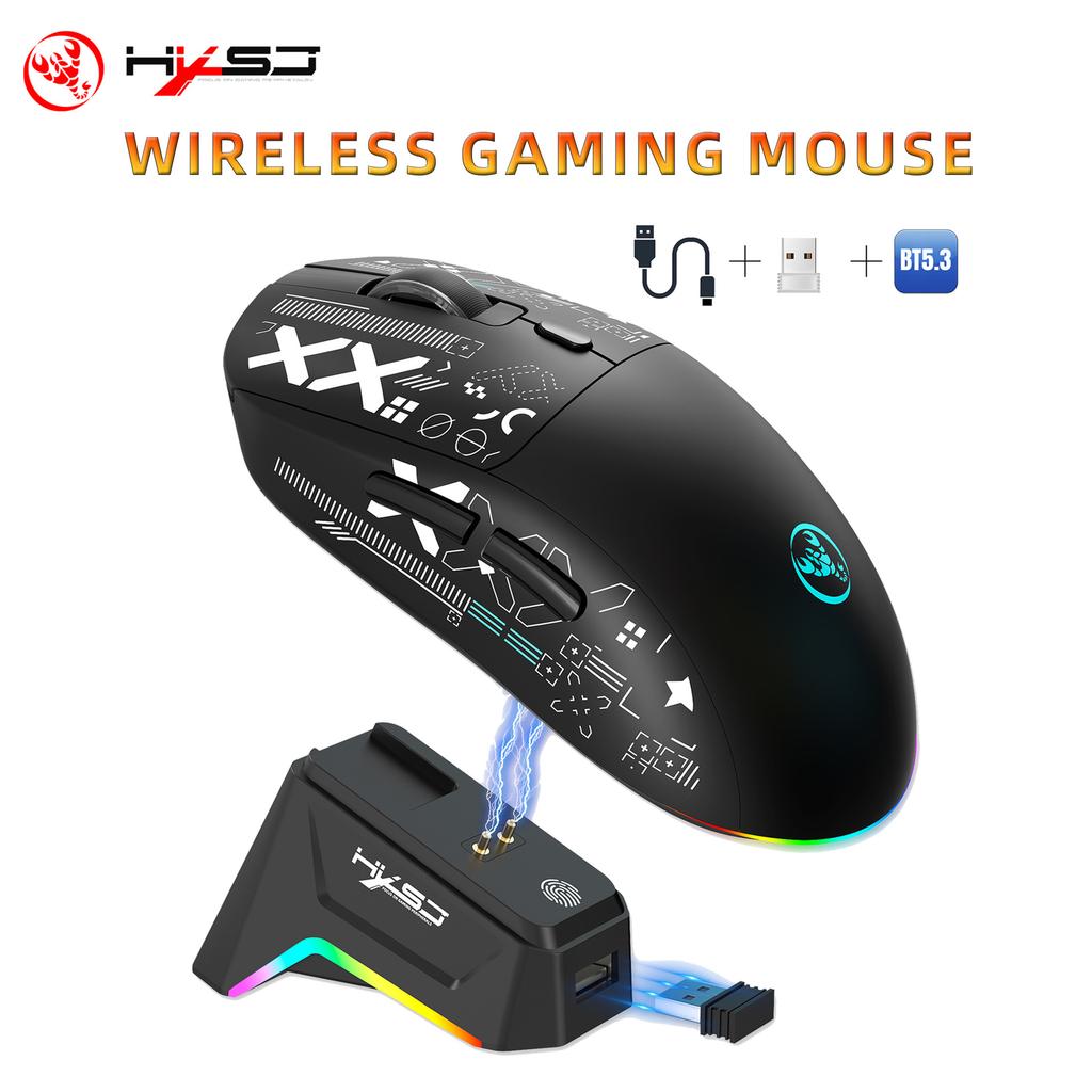 Mouse Wireless RGB per la Terza Prova Simulativa Cablato/2.4G/Bluetooth Mouse da Gioco Wireless 650MAH
