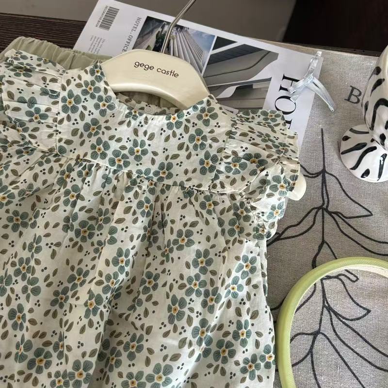 Summer Girls Floral Two Piece Set Korean Mori Girl Casual Outfit
