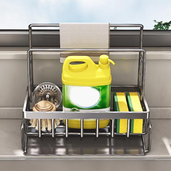 Kitchen Sink Caddy Sponge Holder Large Capacity Rustproof Self-draining Multipurpose Soap Dish Holder Drying Rack