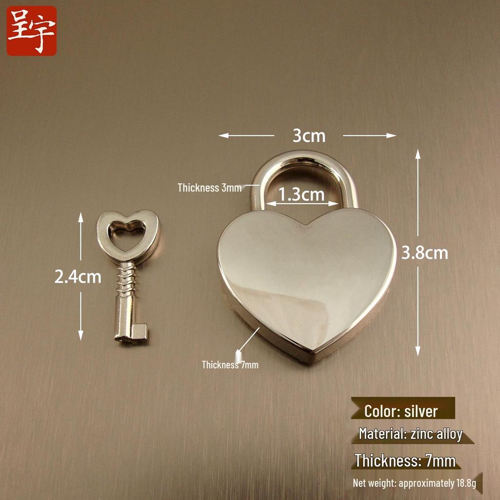 Mini Peach Heart Padlock with Keys for Dorm Lockers, Suitcases & Bags