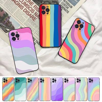 Bunte Regenbogen-Streifen-Handyhülle für Iphone 8 7 6 6s Plus X Se 2020 Xr Xs 14 11 12 13 Mini Pro Max Handyhülle