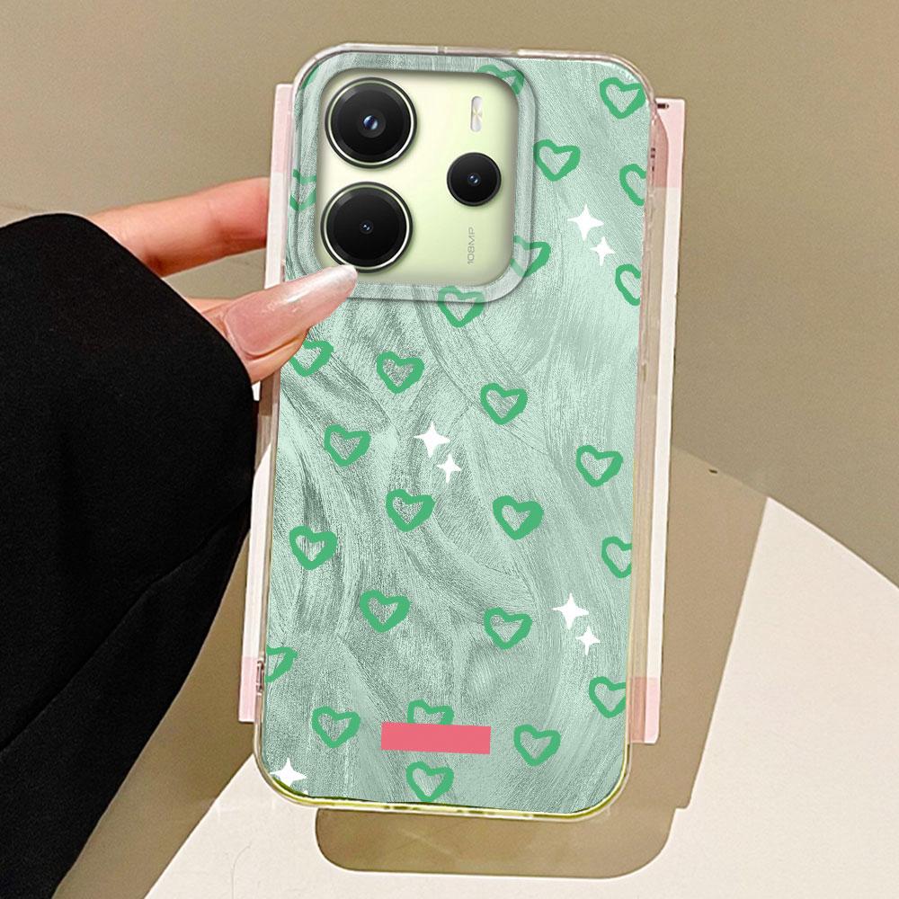 

Зеленый Чехол для телефона с текстурой перьев и бантом в виде сердца для Xiaomi Redmi 13C 14C A5 A3 A4 A3X A1 A2 Note 14 13 12 11 11S 10 Pro Redmi Note 13 5G белый