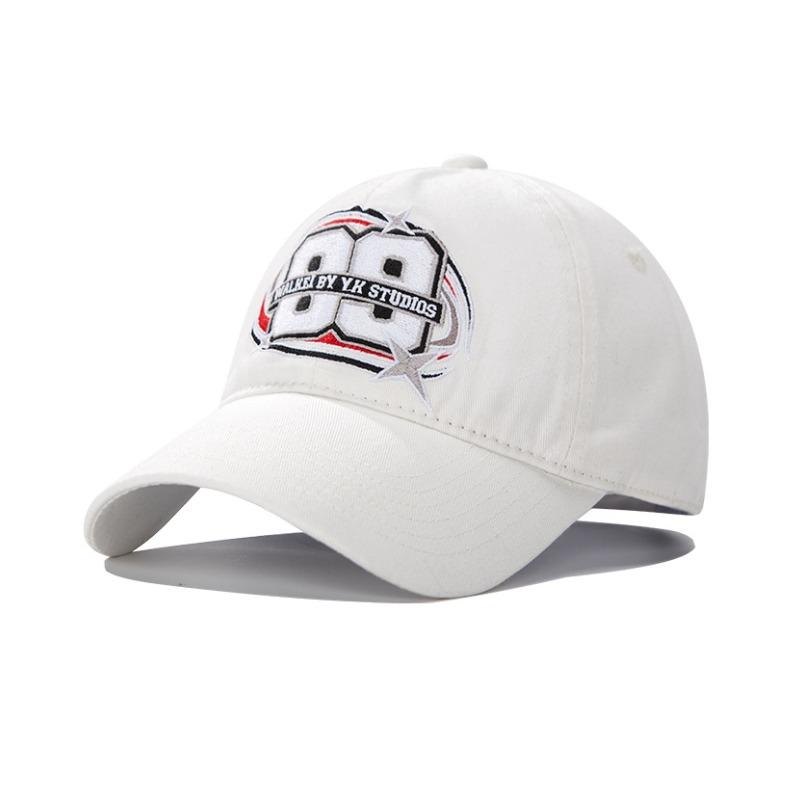 

New baseball hat embroidery No. 89 simple Korean men s and women s wide brim personalized versatile black and white cap Adjustable белый