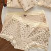 Girl Spring and Autumn Rustic Lace Cotton Breathable Non Trace Antibacterial Extended Crotch Four Corner Underwear