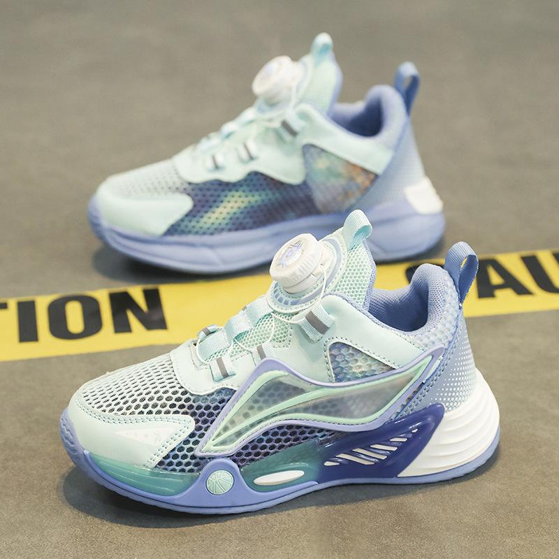 

Girls and boys sports shoes 2025 mesh breathable non-slip rotating button popular running shoes Kulomi classmate approval 40