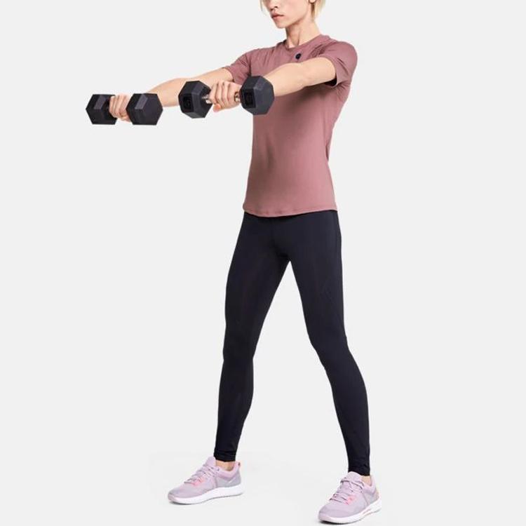 Under Armour Fitted Round Neck Sports Pullover T-Shirt Women Tops Silent-Pink 1355583-662