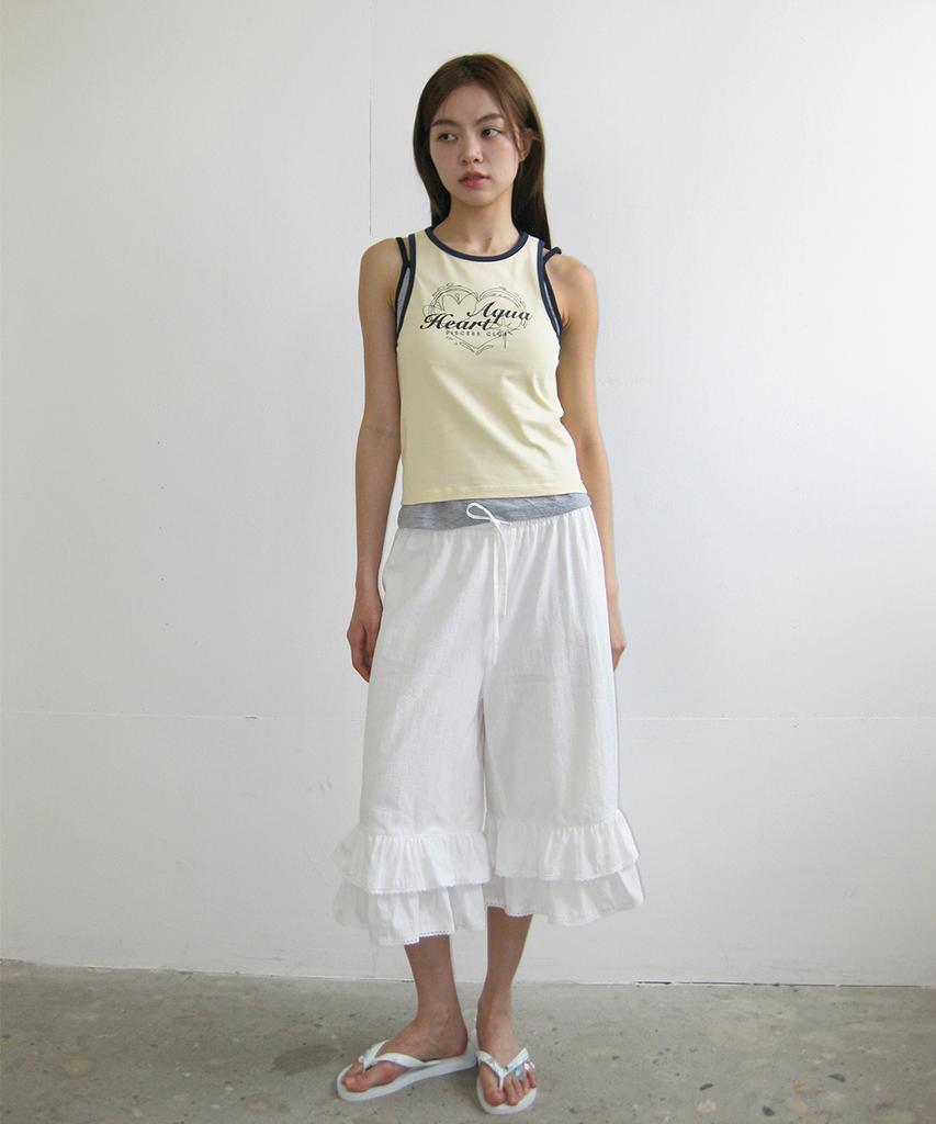 PISCESS Lace Frill Capri Pants_Ivory