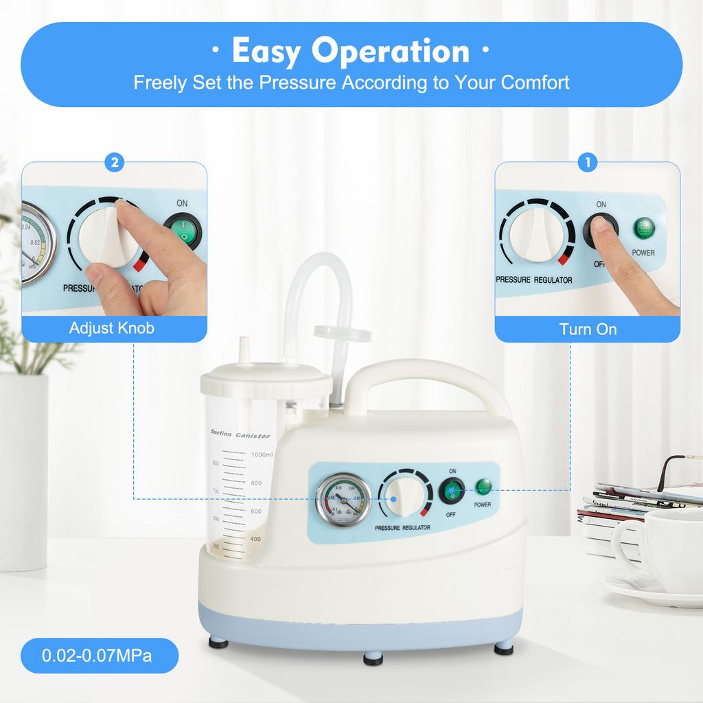 1000ml Portable Electric Veterinary Aspirator Vacuum Suction Unit  Silent Vacuum Pumping Unit 110V