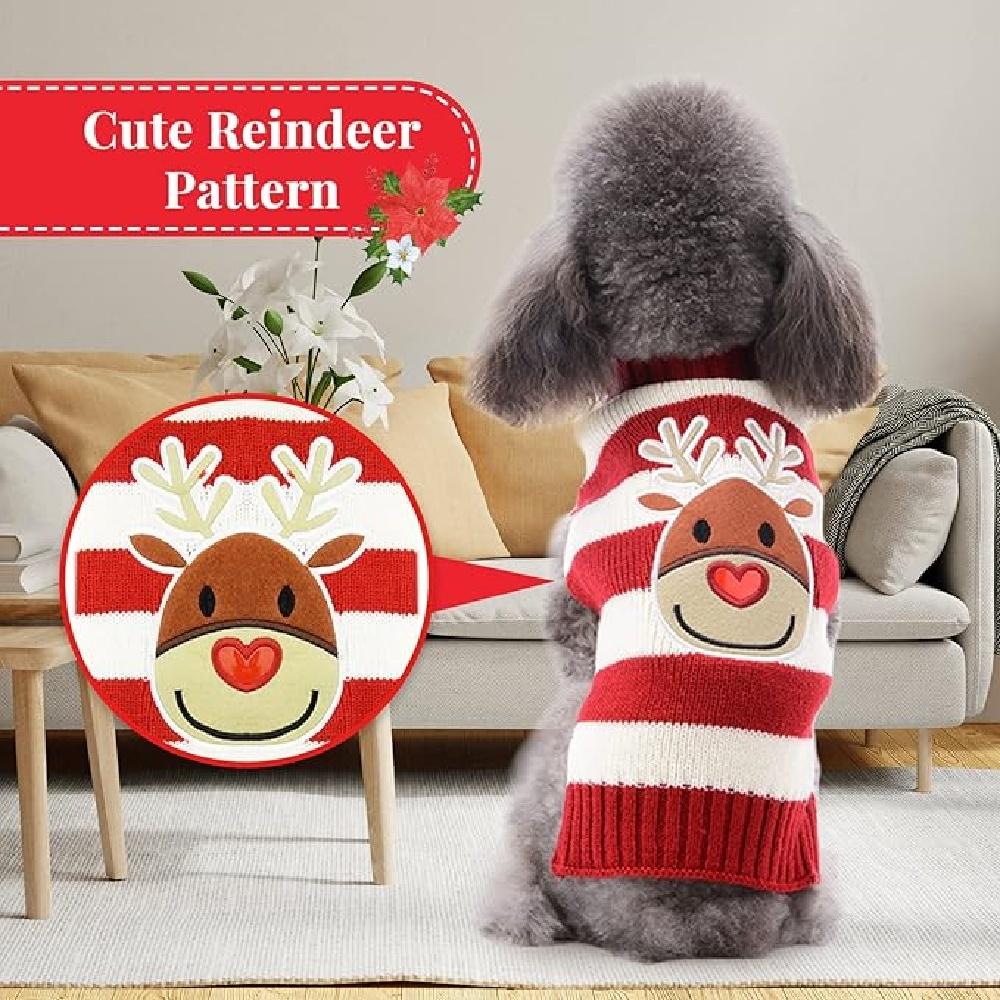 Cat Reindeer Sweater Dog Sweater New Year Christmas Puppy Kitten Pet Clothes,Red