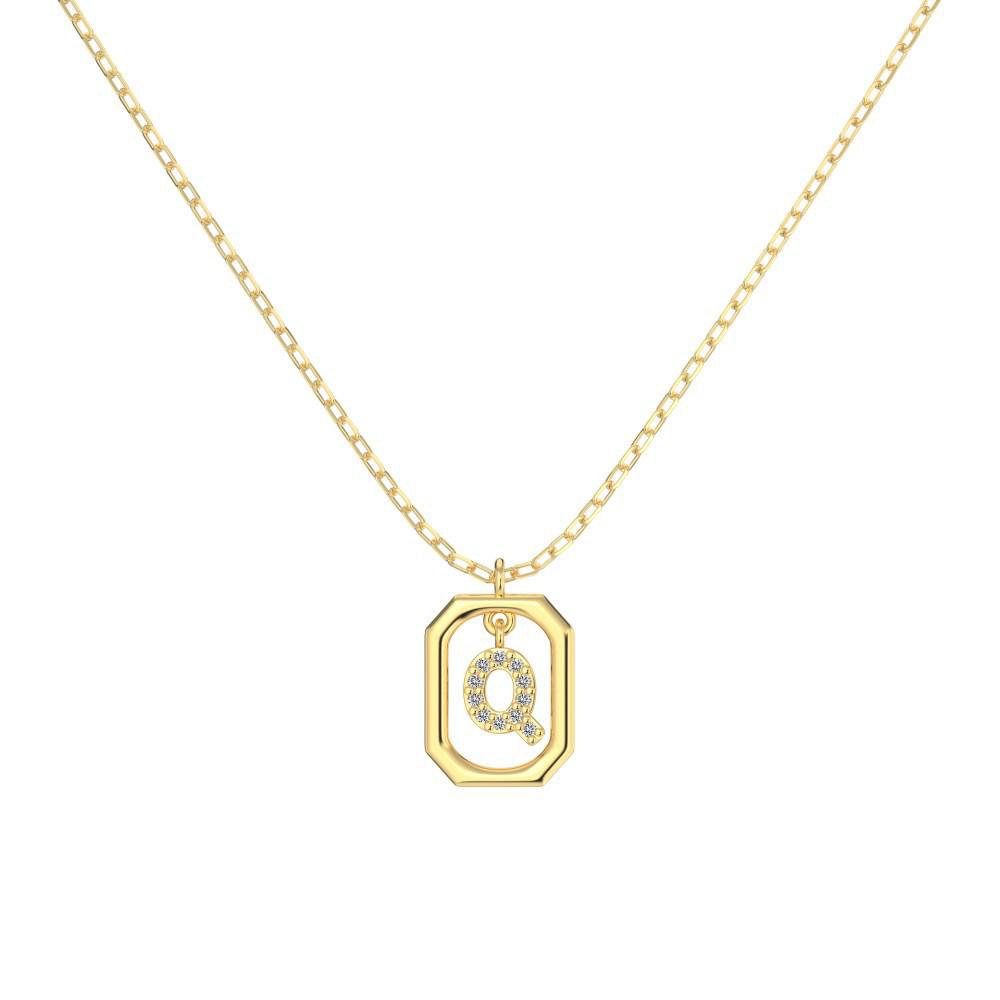 925 Silver Alphabet Pendant Necklace with Zircon Detailing - Women's Elegant & Unique Design