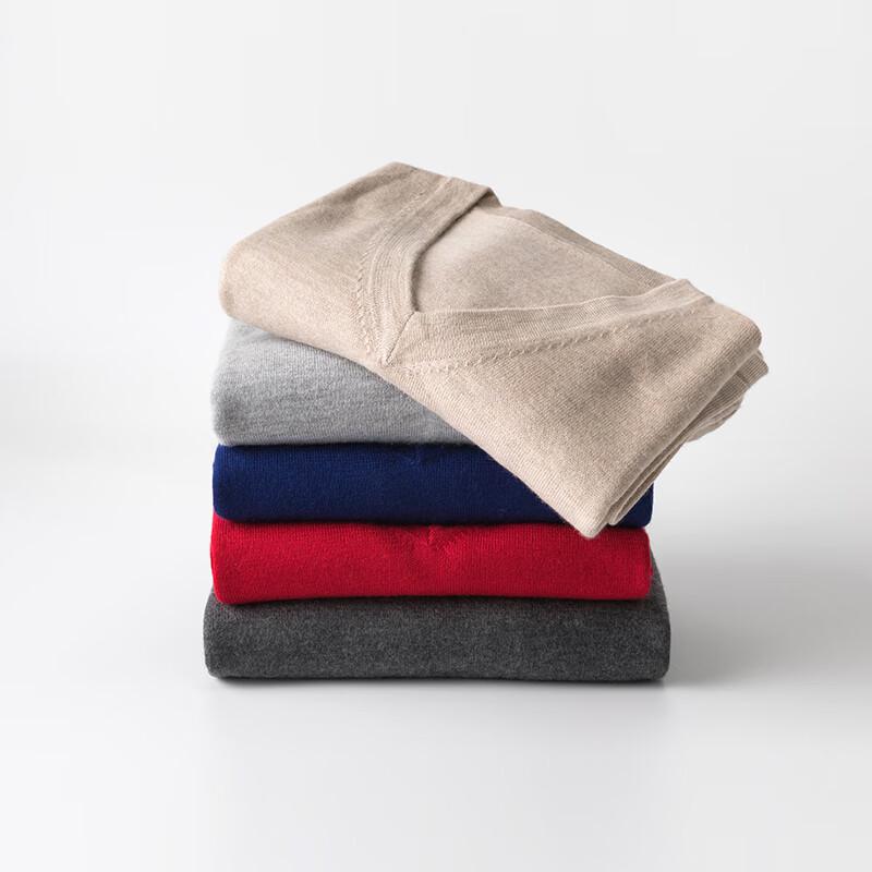 Hengyuanxiang Men's 68-Count Pure Cashmere V-Neck Sweater