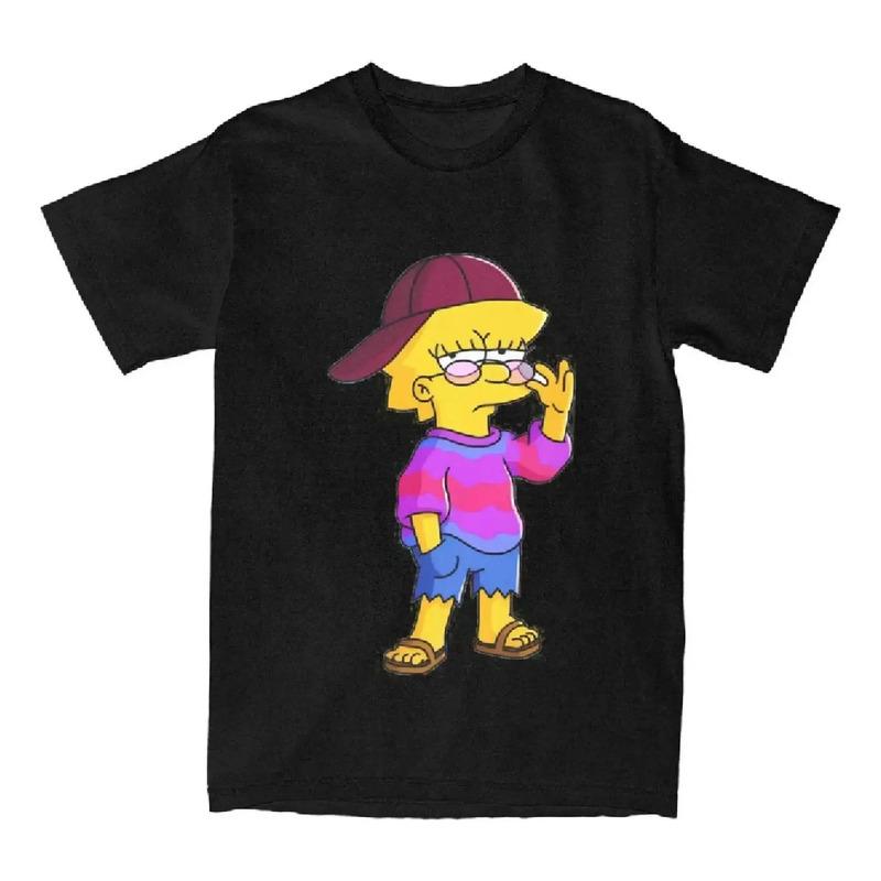 Camiseta Con Cara Aburrida De Lisa Simpson, Modernas Y Genia S разноцветный