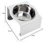 MATUMI Hours Food Bowl Stand, Small, Chrome, Made in Japan, Feed Bowl, Dish Stand, Anodized Aluminum Finish, Reduces Leg and Back Pain