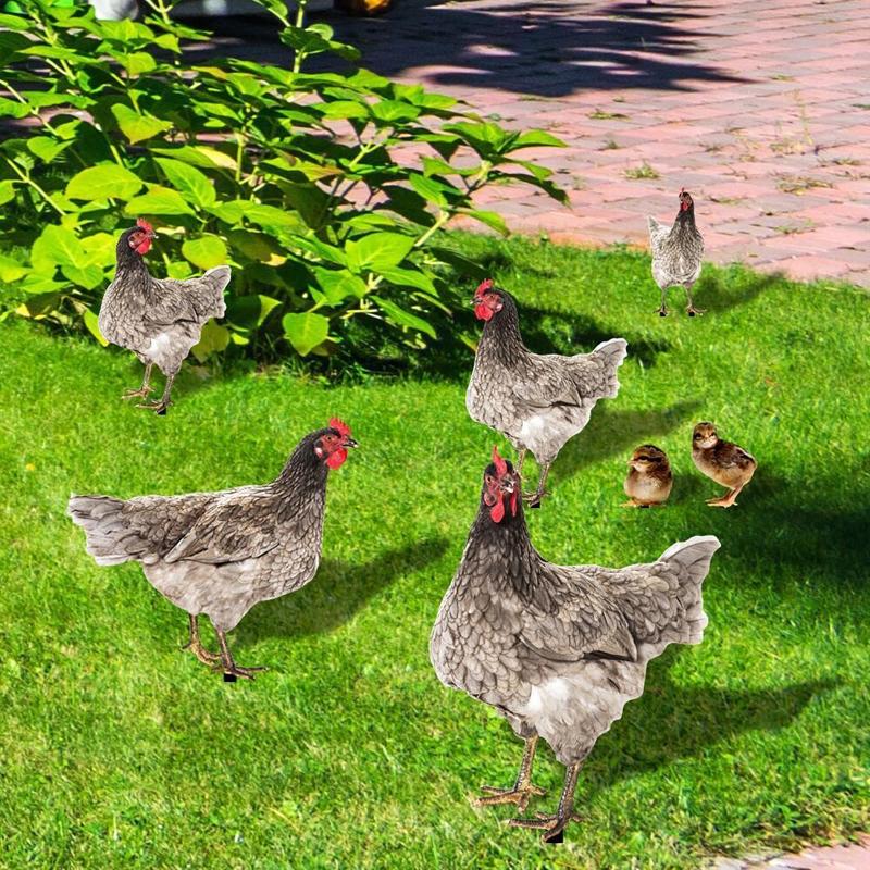 Chicken Garden Stakes Acrylic Yard Signs Outdoor Sculpture Statue Potted Plant Ornaments Garden Insert Yard Lawn Decor