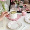 French Vintage Floral Ceramic Coffee Cup & Saucer Set