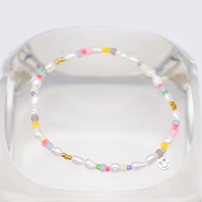 BONBEAU Jelly Beads Water Pearl Bracelet 3mm Rice-paste Freshwater Pearl Color Bead Bracelet