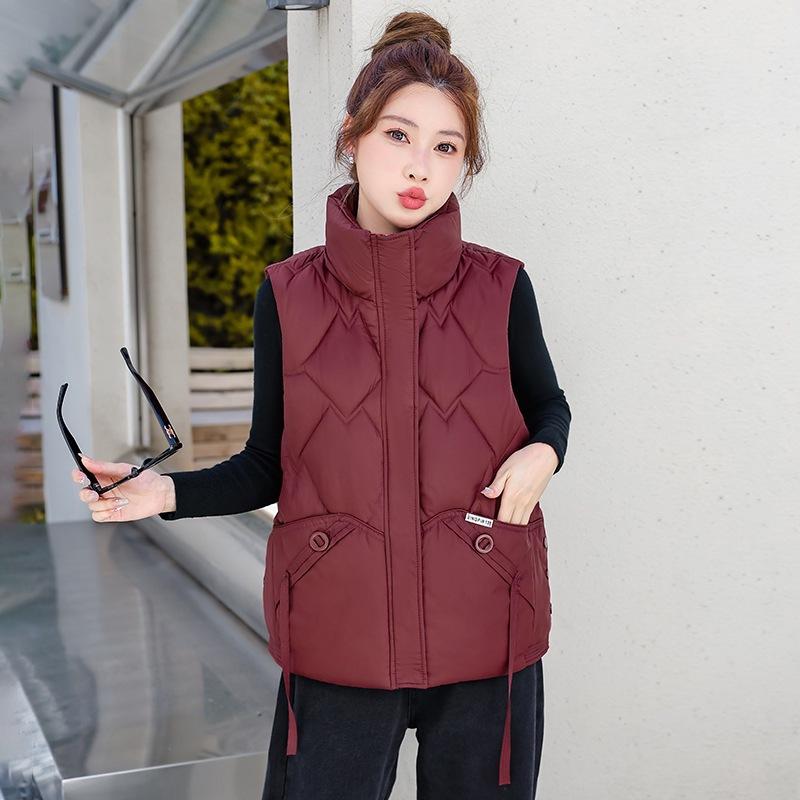 

Зимний новый хлопковый жилет женский короткий приталенный утолщенный и тонкий жилет из конского волоса с хлопковой сеткой XXL бордовый