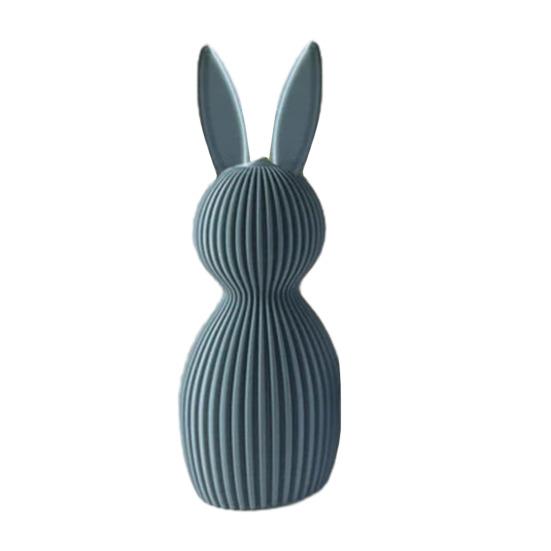 1/2Pcs Easter Bunny Figurine 3D Printed Ribbed Rabbit Statue Sculpture Home Office Holiday Party Table Centerpiece Decoration