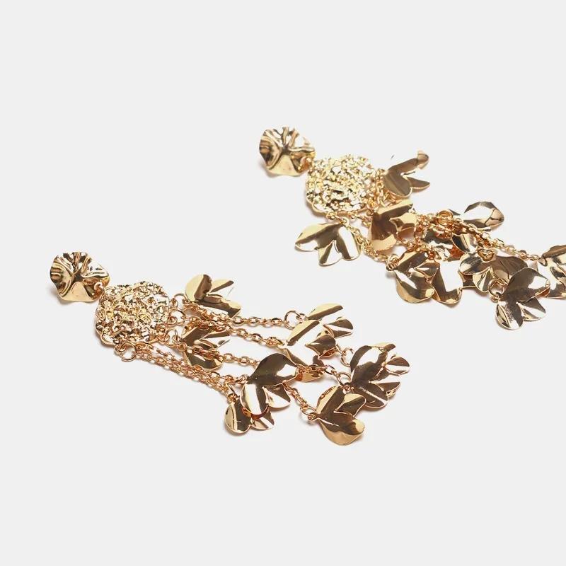 Tassel Earrings Exaggerated European and American Long Wild Retro Fashion Alloy Flower 2024