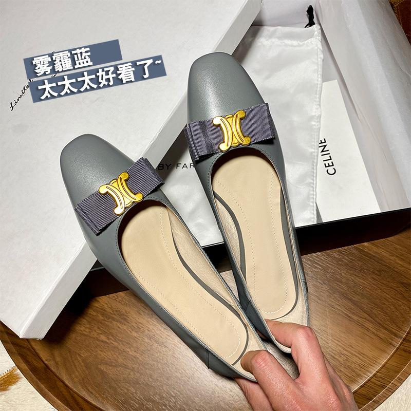 Arc de Triomphe shallow mouth single shoes 2025 spring new inner and outer leather flats shoes comfortable versatile breathable