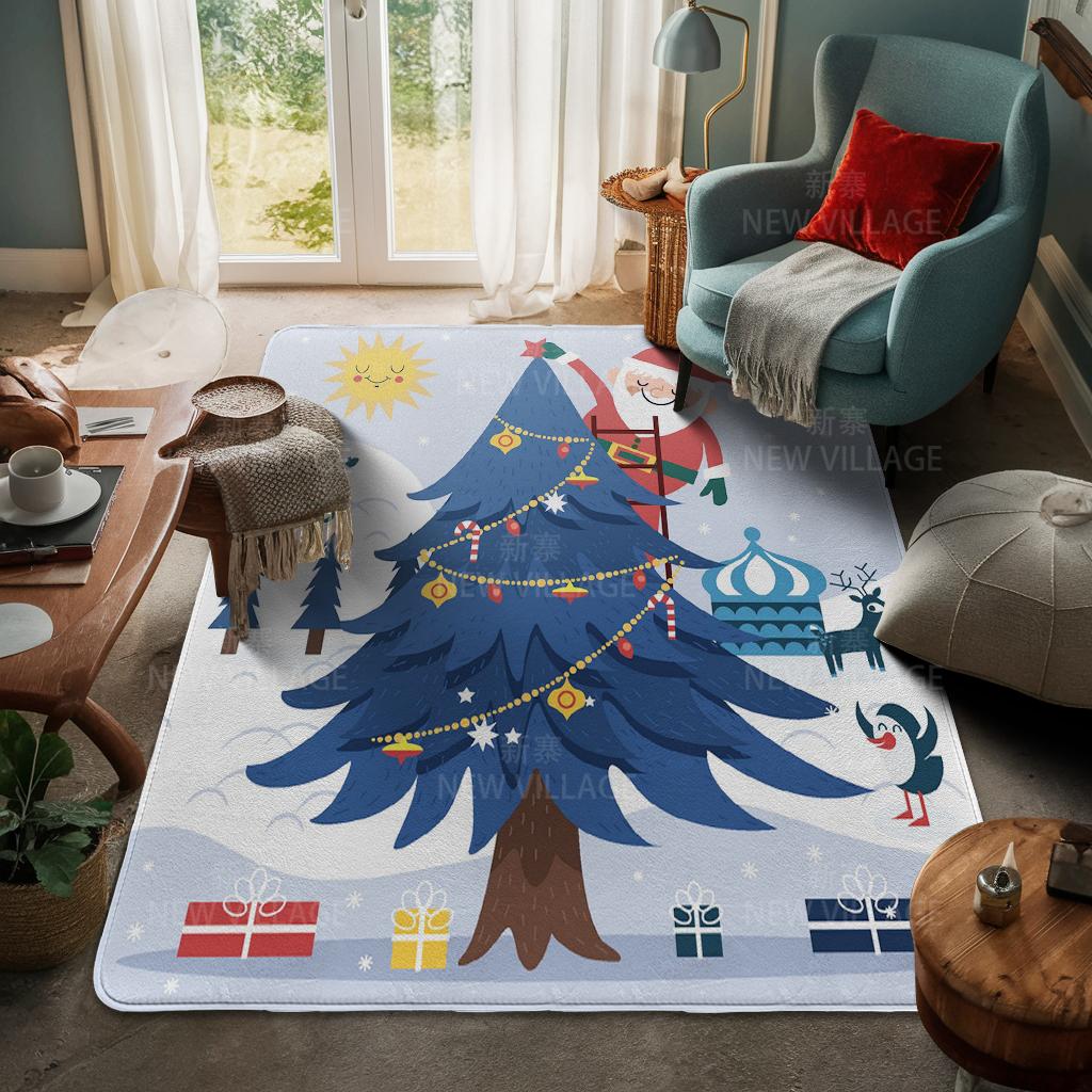 House Entrance Carpet Home Door Mat Living Room Bath Foot Bathroom Non-slip Water Absorption Rugs Bath Merry Christmas Winter