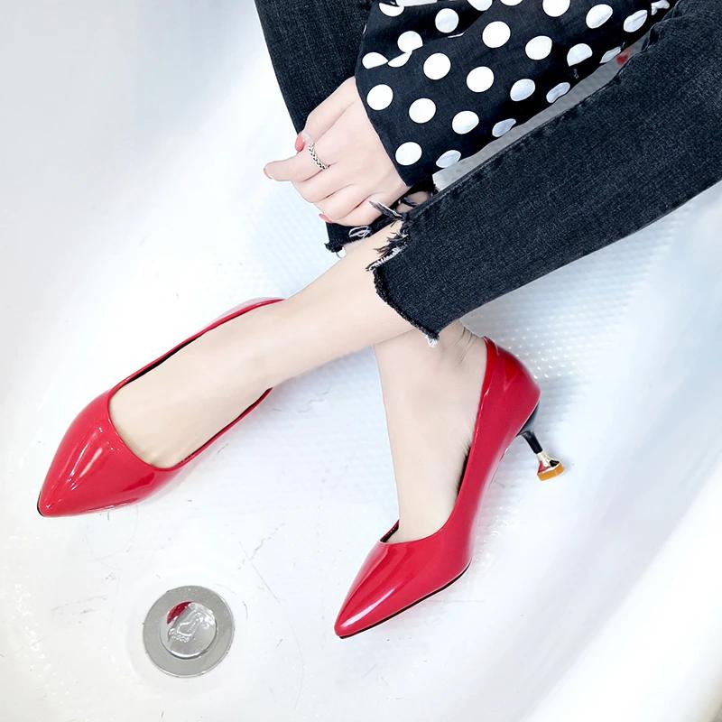 Fashion Women's Shallow Mouth Single Shoes High Heels Spring New Fashion Pointed Foot Set Fashion Casual Large Size Women's Shoes